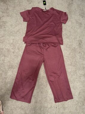 NWT PINSPARK Beige Short Sleeve Top and Pants Set